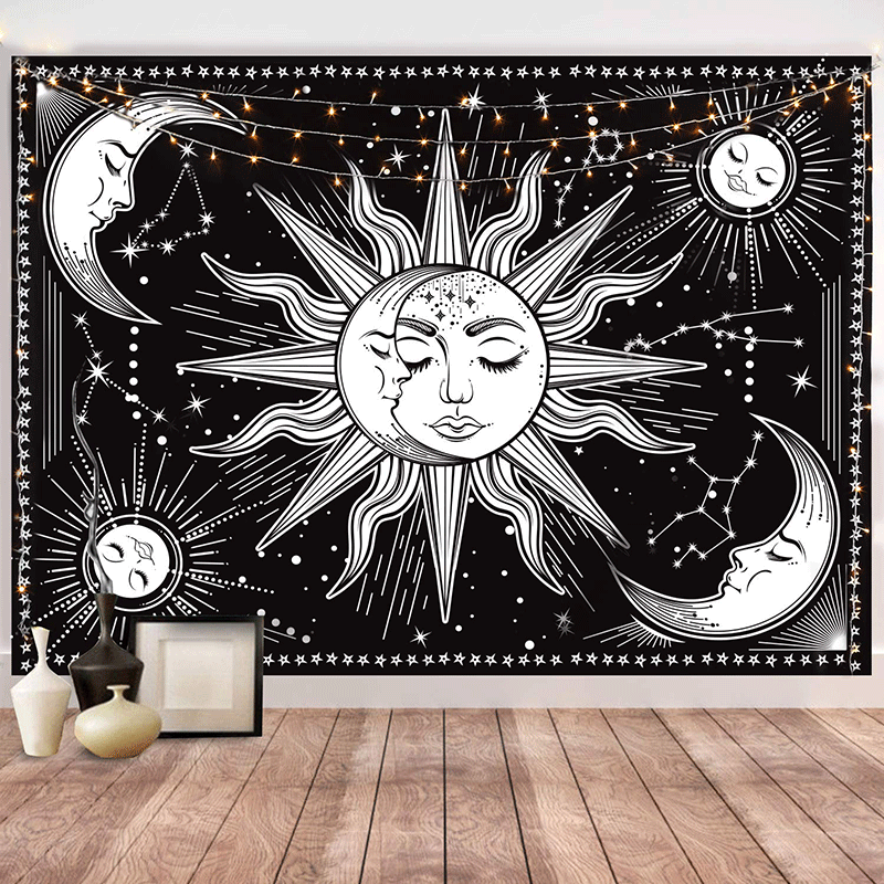 Celestial Sun and Moon Wall Tapestry