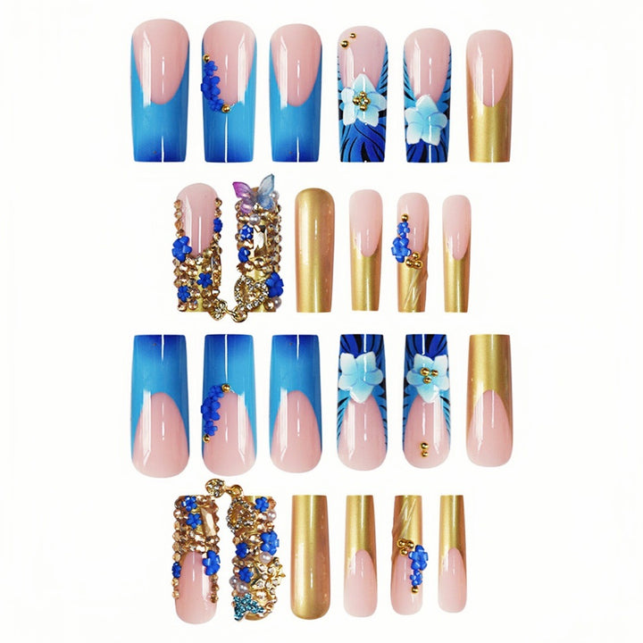 Artistic Floral Embellished Press-On Nail Extensions Bowlift