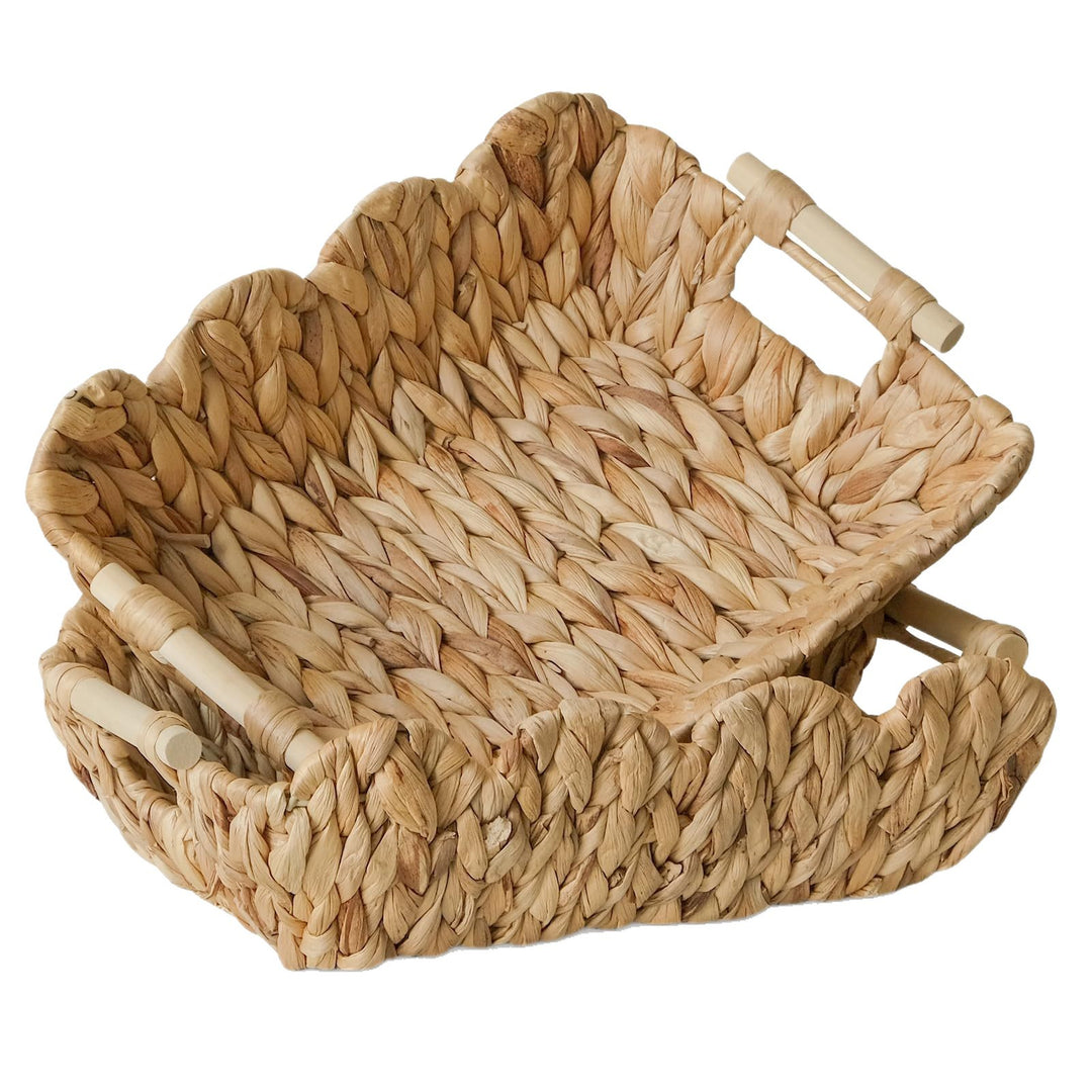 Handwoven storage basket with wave edge Bowlift