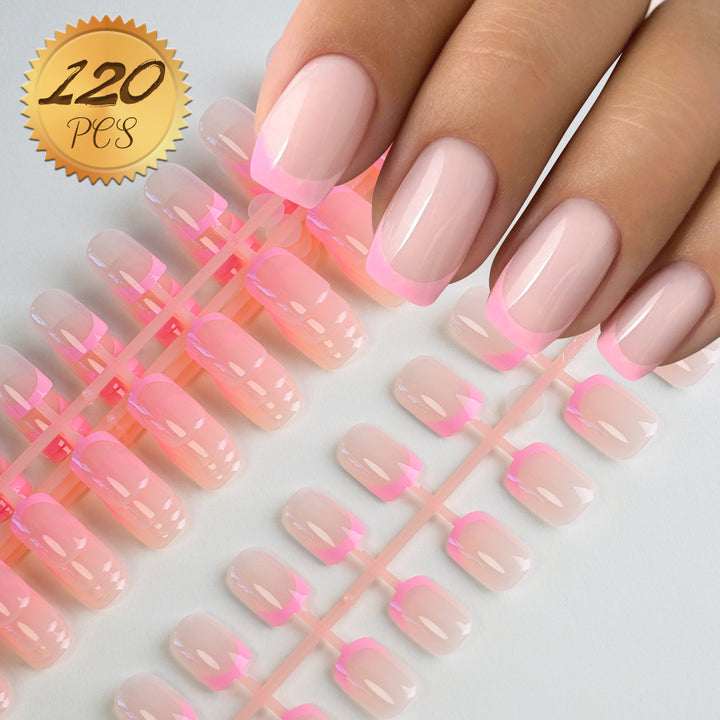 Decorative French Tip Press-On Nail Set Bowlift