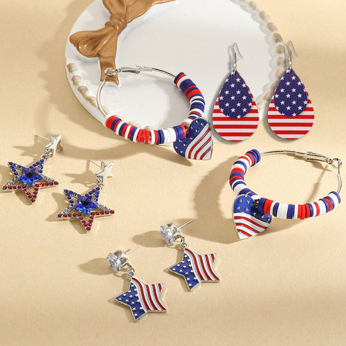 Ladies nan glittering star drop earrings with faceted central stone and rhinestone accents, nickel-free Bowlift