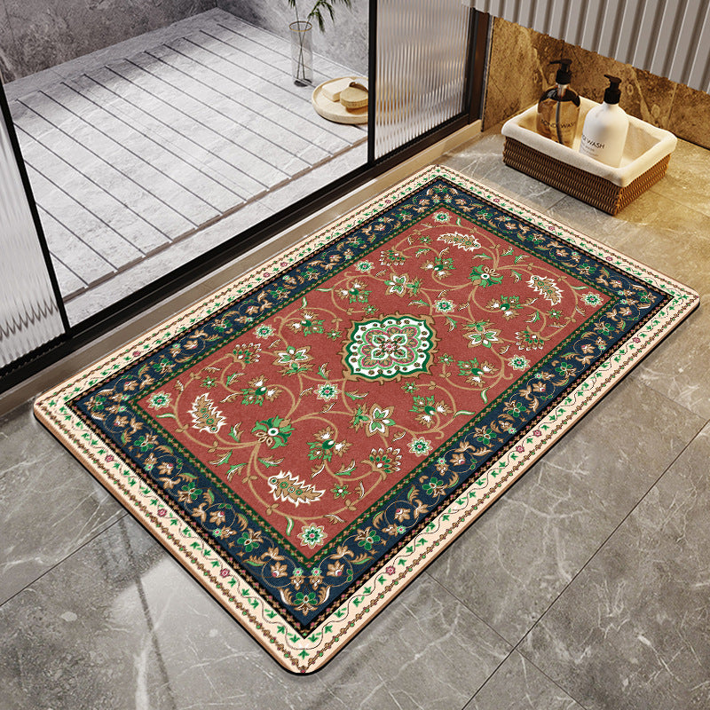 Elegant Vintage Floral Bath Mat Bowlift