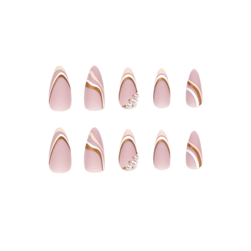 Artistic stiletto nails with elegant wave design Bowlift