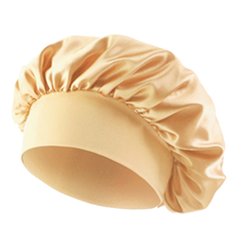 Satin sleep bonnet with wide protective elastic band Bowlift