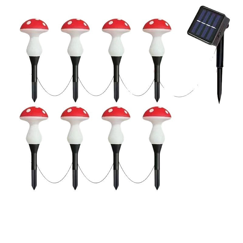 Whimsical Mushroom Pathway Stake String Lights With Ceramic-Style Caps And Warm LED Illumination Bowlift