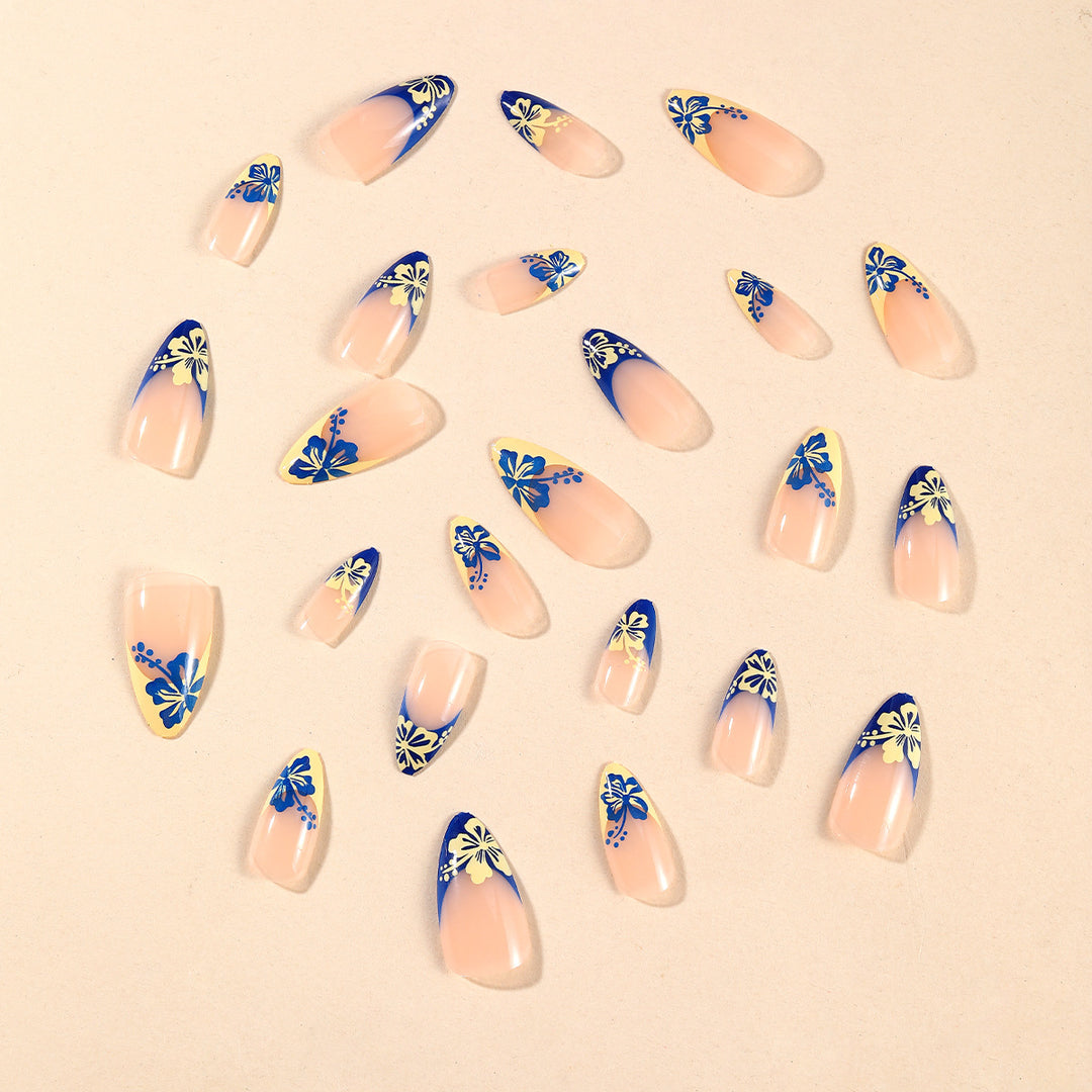 Floral Art French Tip Nail Set Bowlift