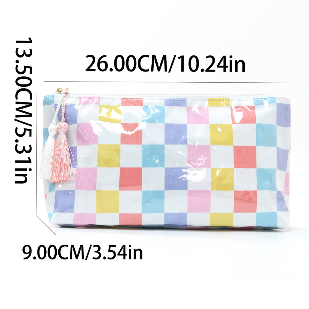 Cosmetic pouch with colorful check pattern Bowlift