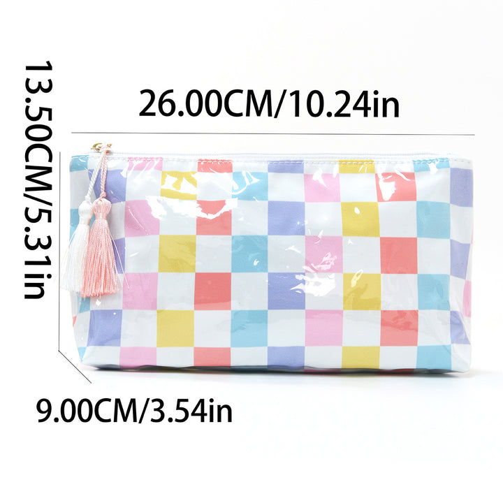 Cosmetic pouch with colorful check pattern Bowlift