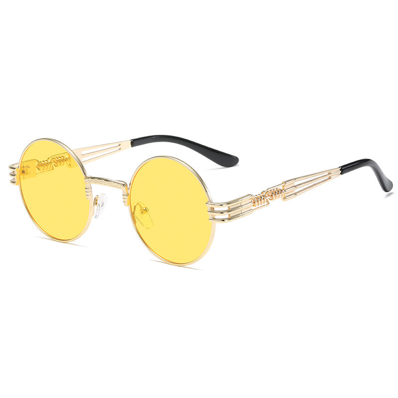 Women's Retro-Inspired Round Sunglasses with Unique Metal Frame Bowlift