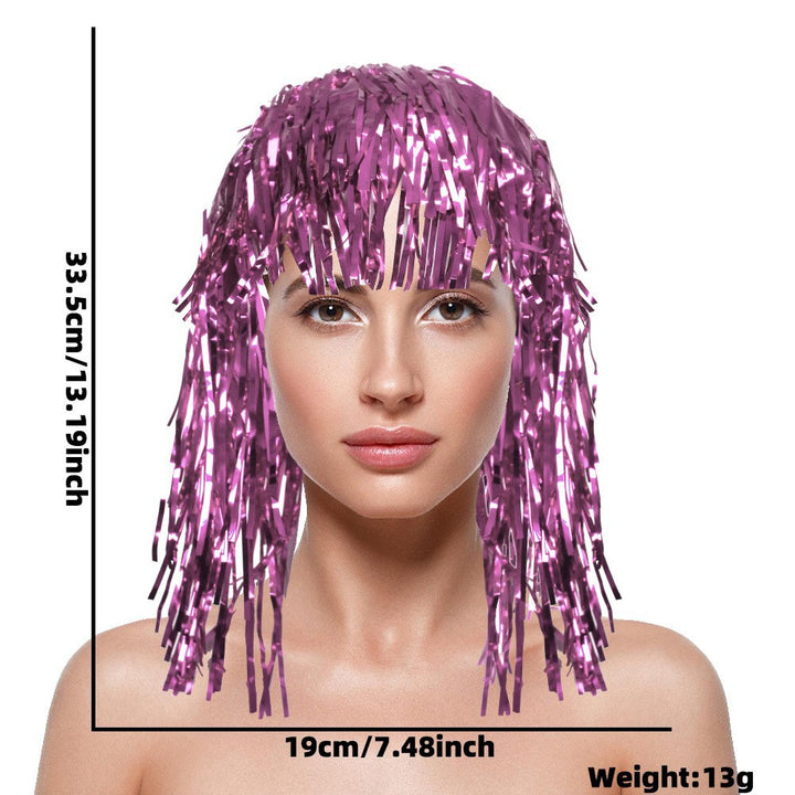 Women's nan metallic foil fringe hula skirt with elastic waistband party costume Bowlift