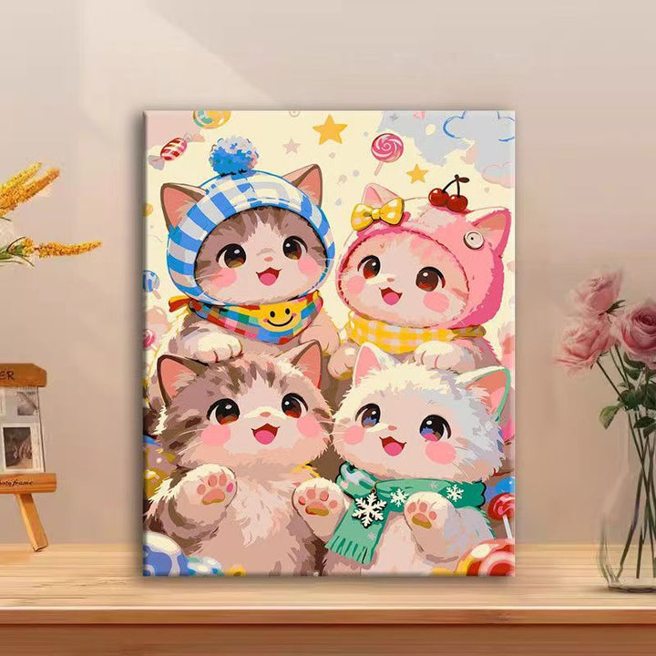 Cute Cat Character Canvas Art Print Bowlift