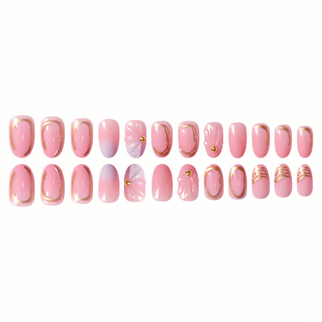 Floral Geometric Press-On Nail Art Set Bowlift