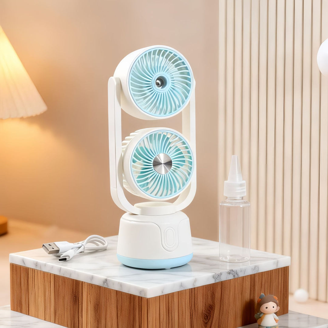 Women's Portable Dual Fan with Spray Function Bowlift