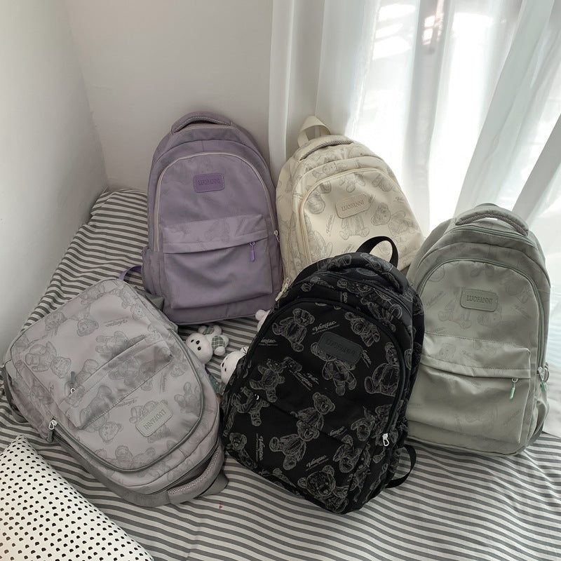 Backpack Made of Durable Nylon with Cute Bear Pattern Bowlift