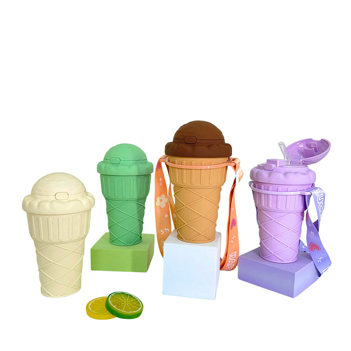 Women’s creative ice cream cup drinking bottle with practical carrying strap Bowlift