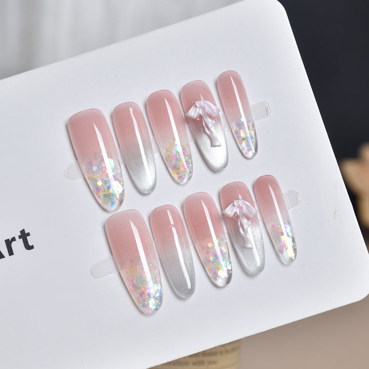 Elegant Glittering Press-On Nail Art Bowlift
