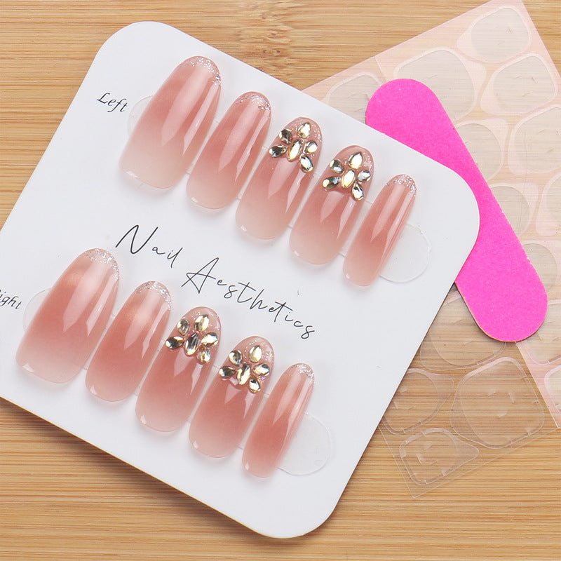 Elegant Press-On Nail Extensions with Floral Accents Bowlift