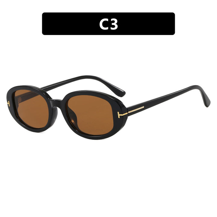 Ladies stylish oval sunglasses with golden details Bowlift