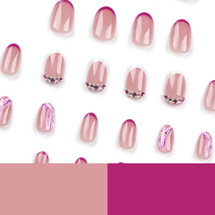 Elegant artificial nails with glamorous gradient colors and rhinestone accents Bowlift