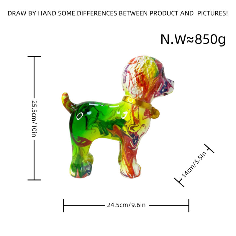 Artful dog sculpture with colorful design Bowlift