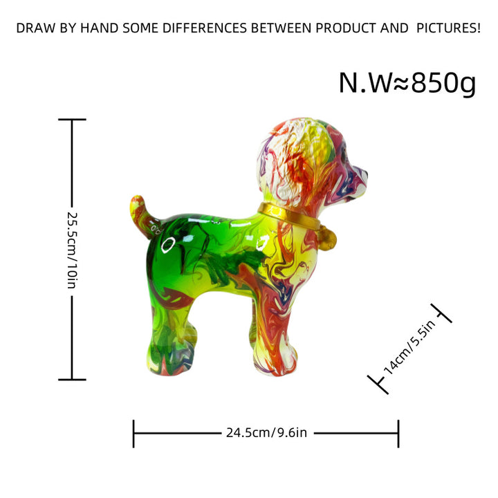 Artful dog sculpture with colorful design Bowlift