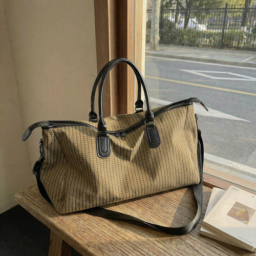 Sporty Travel Bag With Stylish Checkered Pattern Bowlift