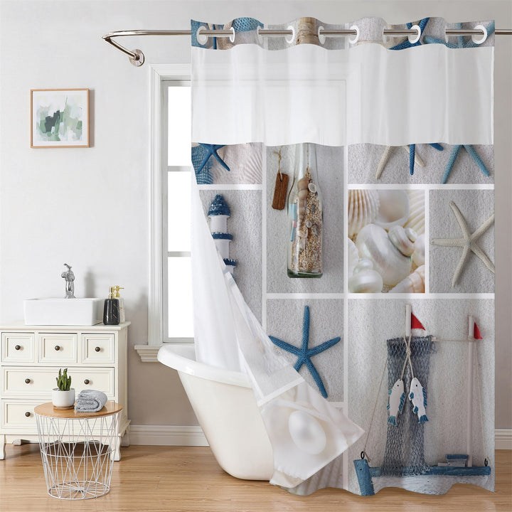 Marble-Design Shower Curtain Bowlift