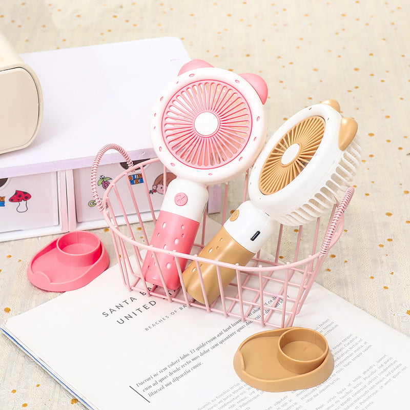 Ladies Portable Hand Fan with Cute Animal Design Bowlift