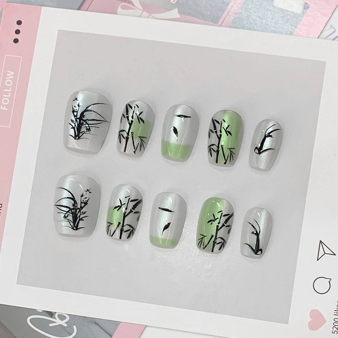 Artificial Nail Tips with Bamboo Design Bowlift