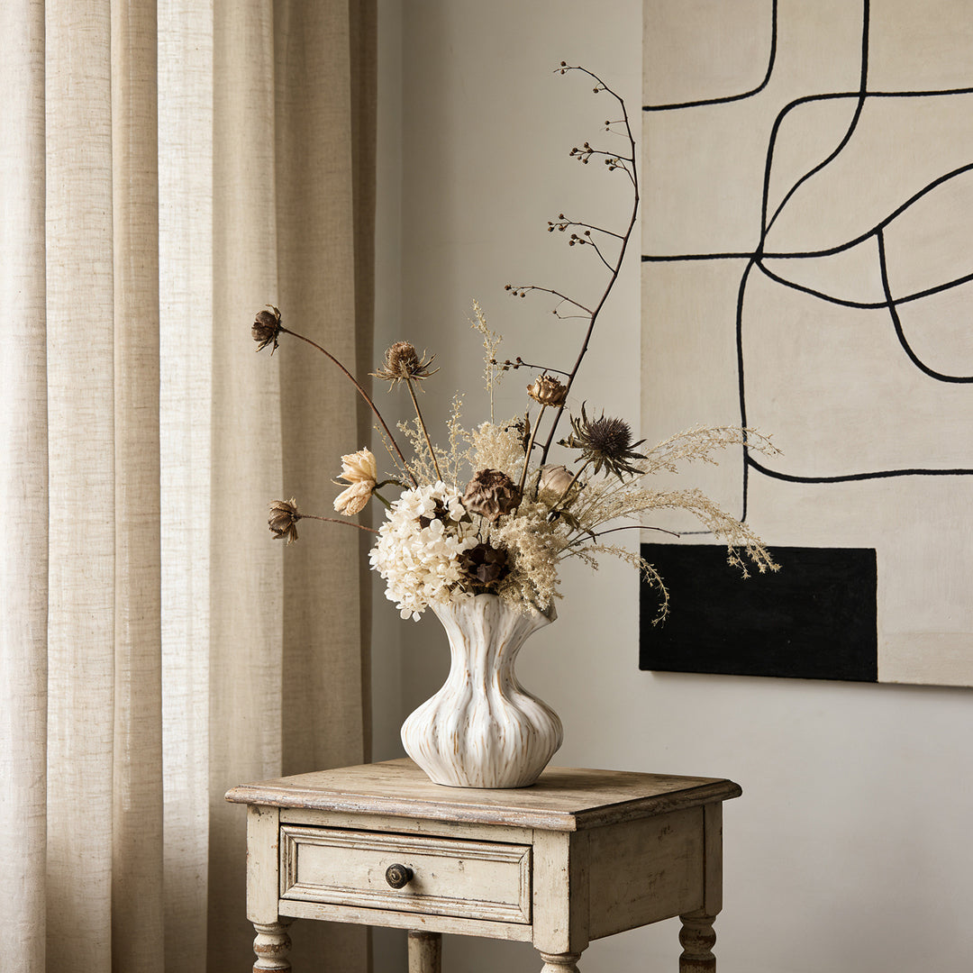 Handmade Profiled Ceramic Home Accent Vase with Organic Rippling Texture