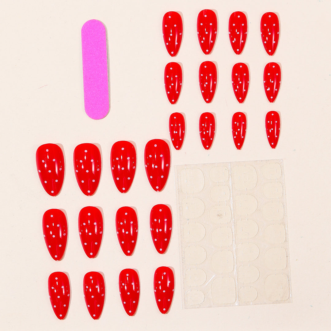 Glossy Polka Dot Stiletto Nail Art Extensions Bowlift