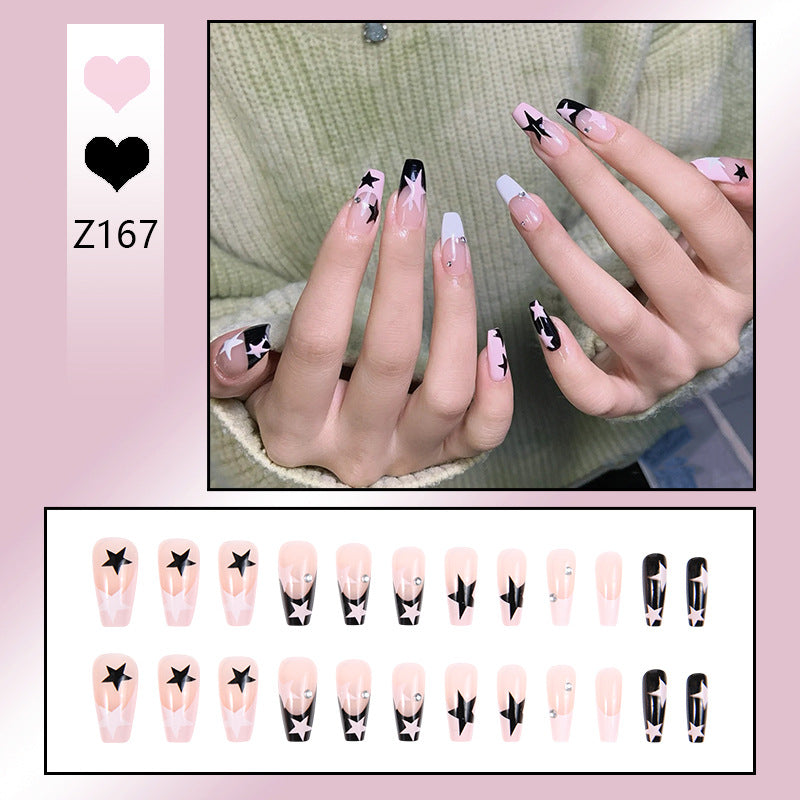 Artificial nail set with glamorous star design and sparkling accents Bowlift