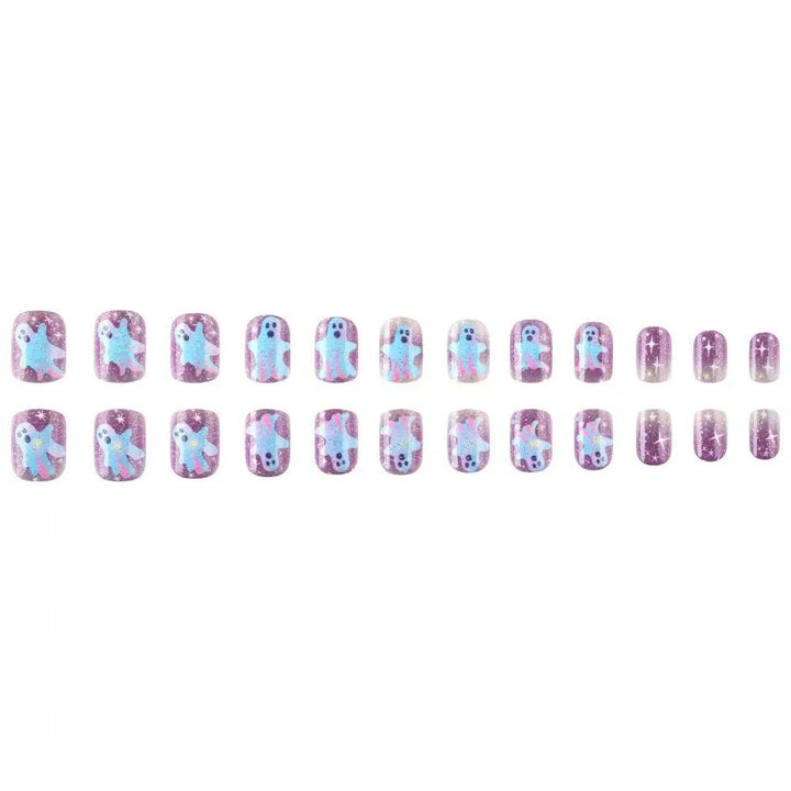 Acrylic Nail Set with Creepy Ghost Motifs Bowlift