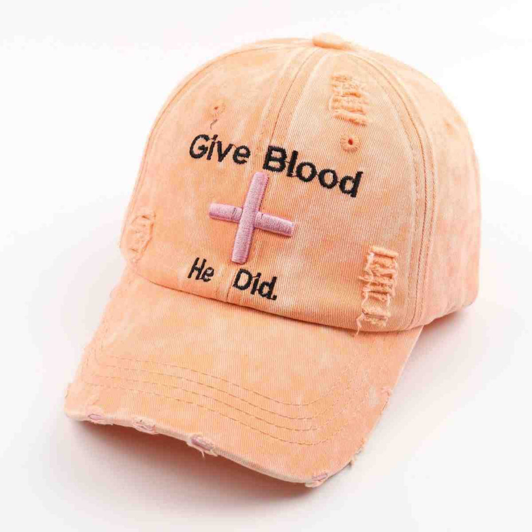 Women's Distressed Graphic Baseball Cap with Inspirational Message Bowlift