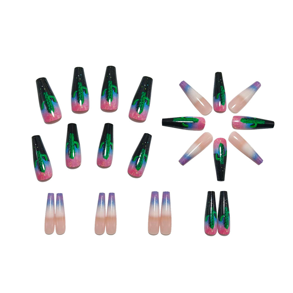 Creative Nail Art with Cactus Design Bowlift