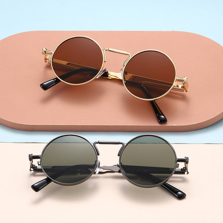 Women's fashionable round sunglasses with precise metal frame Bowlift
