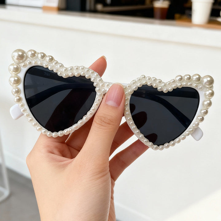 Heart-Shaped Pearl-Detail Sunglasses Bowlift