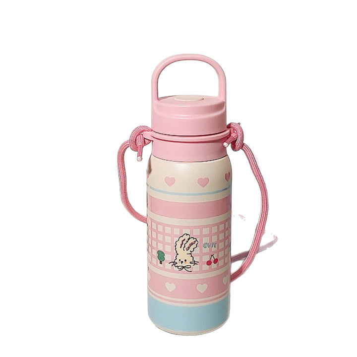 Women's insulated drink bottle with continuous animal design and carrying strap Bowlift
