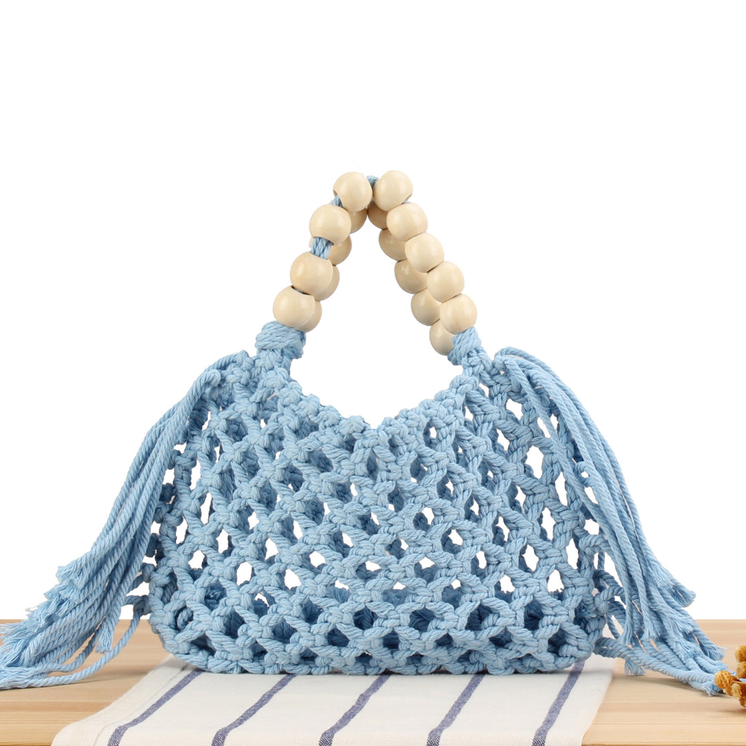 Macrame Handbag with Wooden Handles Bowlift