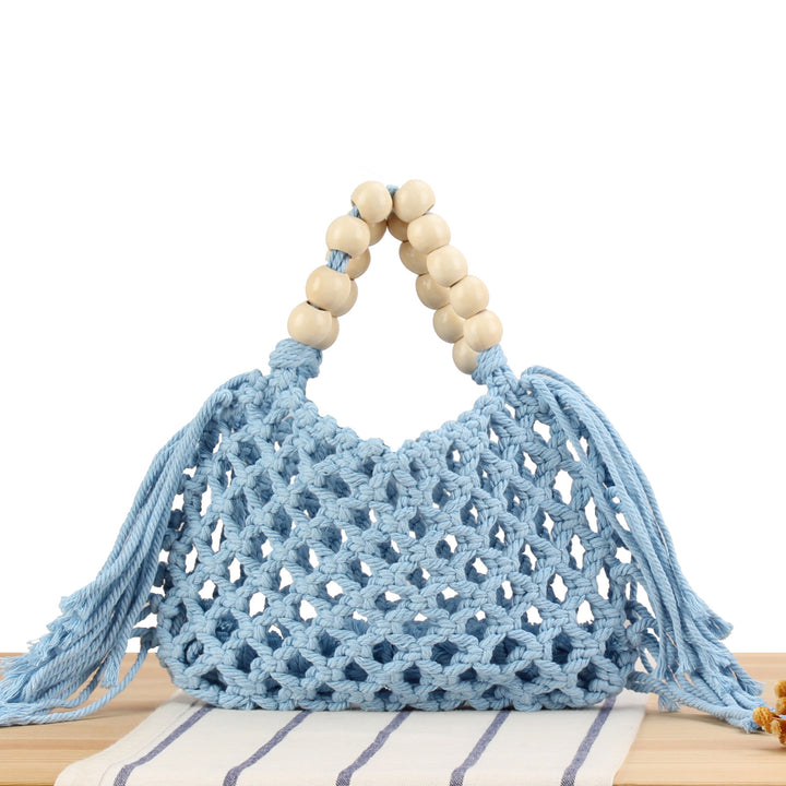 Macrame Handbag with Wooden Handles Bowlift