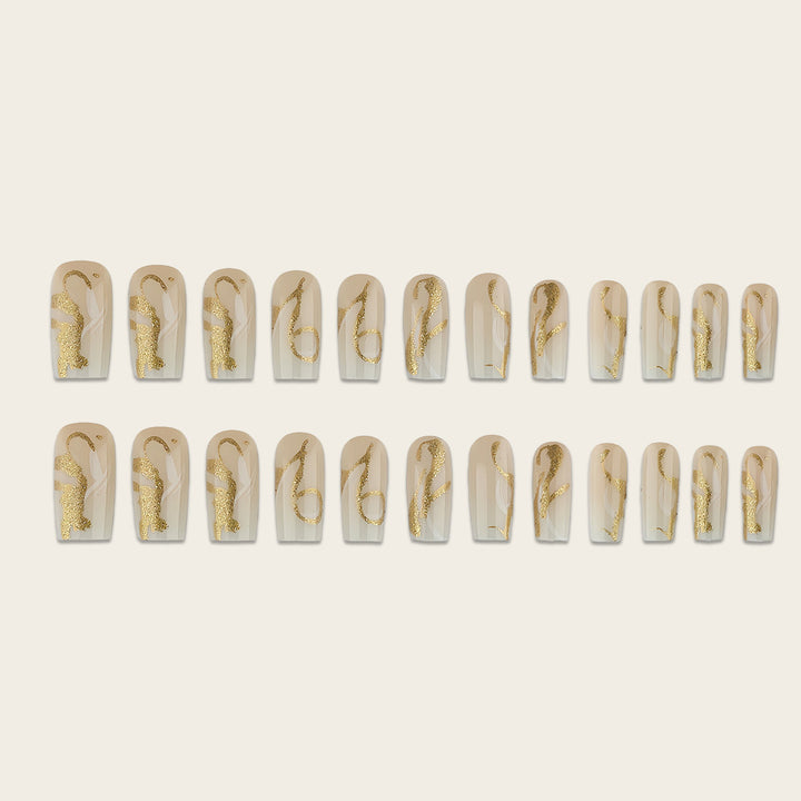 Artificial nails with elegant gold accents Bowlift