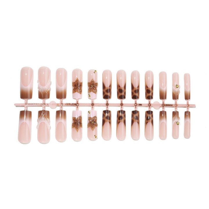 Elegant Floral Press-On Nail Set Bowlift