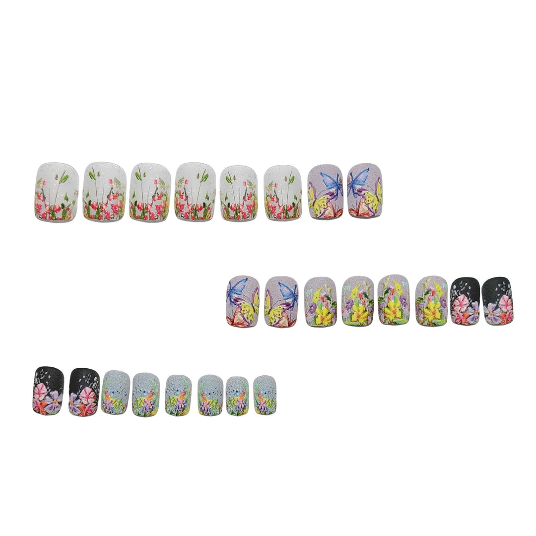 Artificial Nail Set with Floral 3D Designs Bowlift