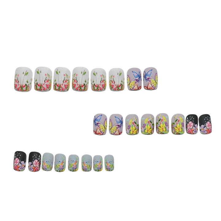 Artificial Nail Set with Floral 3D Designs Bowlift