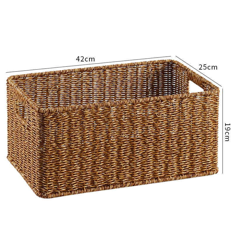 Handcrafted Large Rectangular Wicker Storage Basket Bowlift