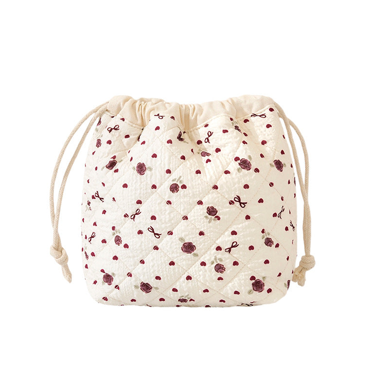 Quilted Floral Drawstring Bag Bowlift