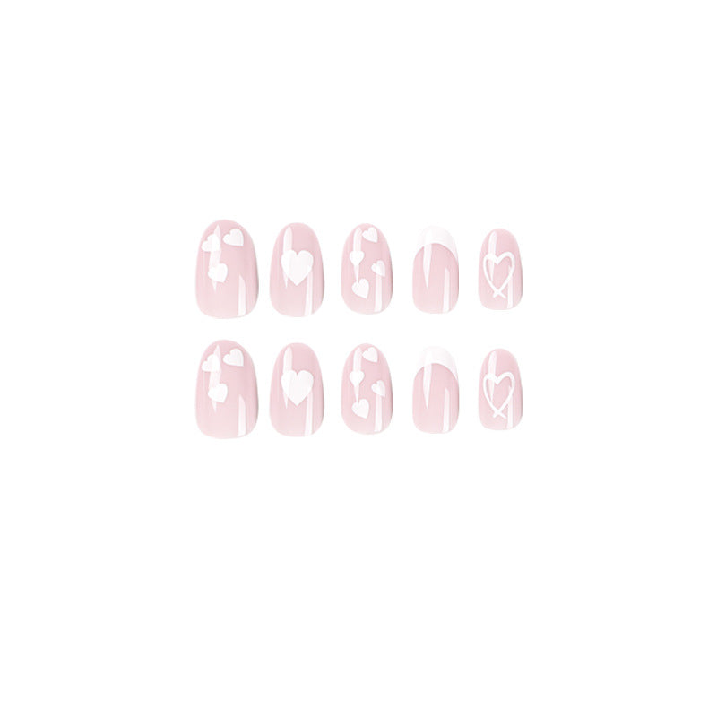 Elegant artificial nails with hearts and glitter Bowlift