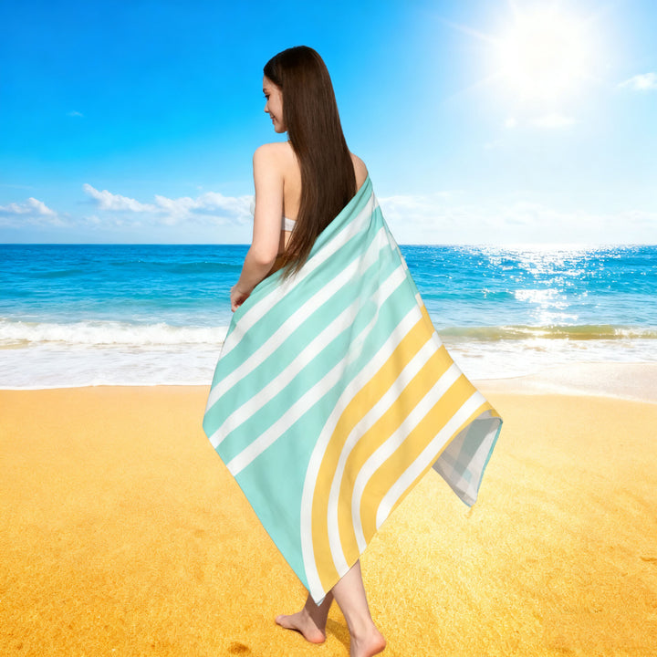 large and soft beach towel with striped pattern Bowlift