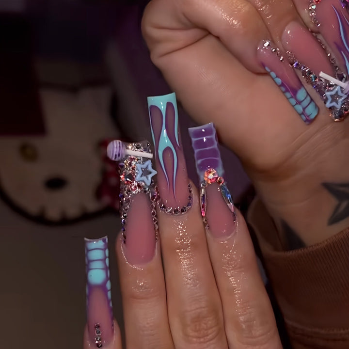 Artistic Long Nail Art Extensions Bowlift