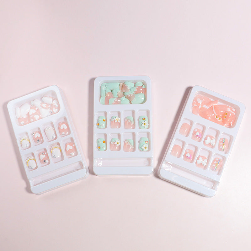 Decorative Press-On Nail Art Set with Bow Accents Bowlift